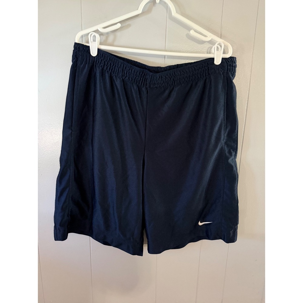 Nike Mesh Athletic Shorts Mens Large Navy Blue Embroidered Swoosh Logo
